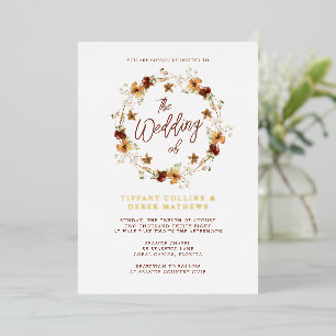 Watercolor Fall Wildflower Wedding Gold