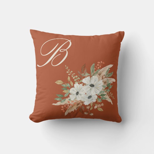 Watercolor Fall Winter Bouquet Cushion (Front)