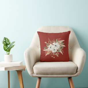 Watercolor Fall Winter Bouquet Cushion