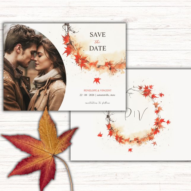 Watercolor Fall Wreath  Save The Date (Creator Uploaded)