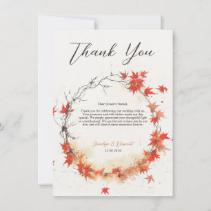 Watercolor Fall Wreath Thank You Card