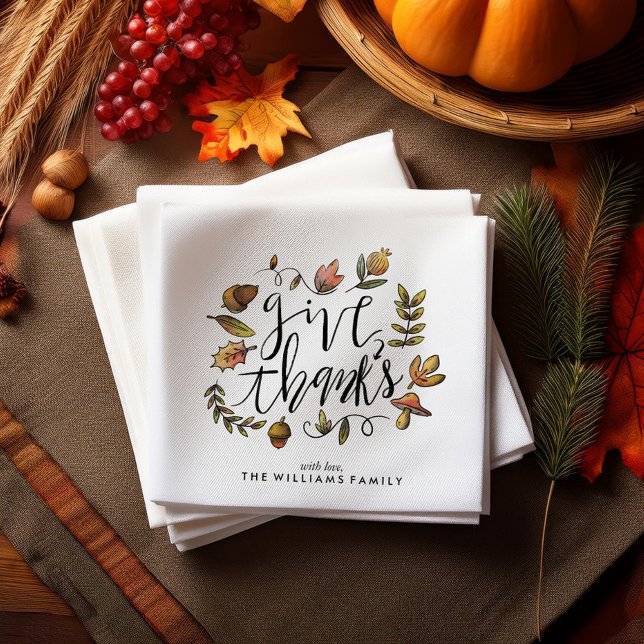 Watercolor Fall Wreath Thanksgiving Celebration Napkin (Creator Uploaded)