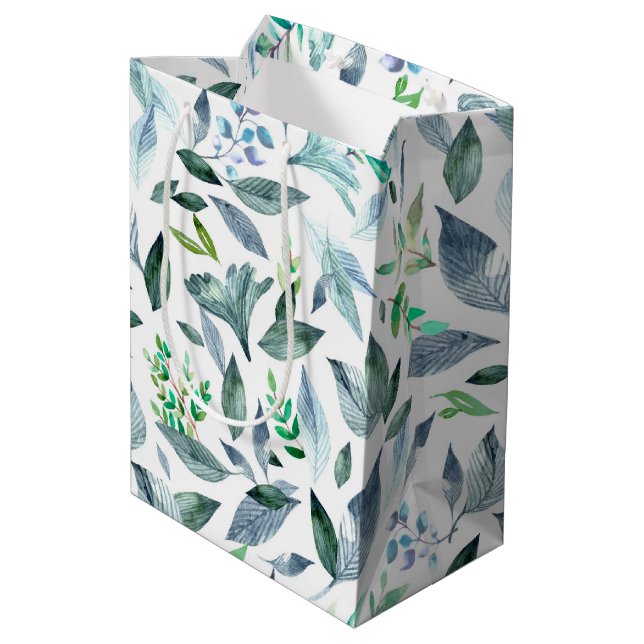 Watercolor fallen leaves 11 medium gift bag (Back Angled)