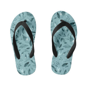 Watercolor fallen leaves 2 kid's flip flops