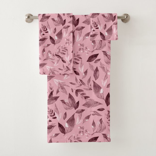 Watercolor fallen leaves 3 bath towel set (Insitu)