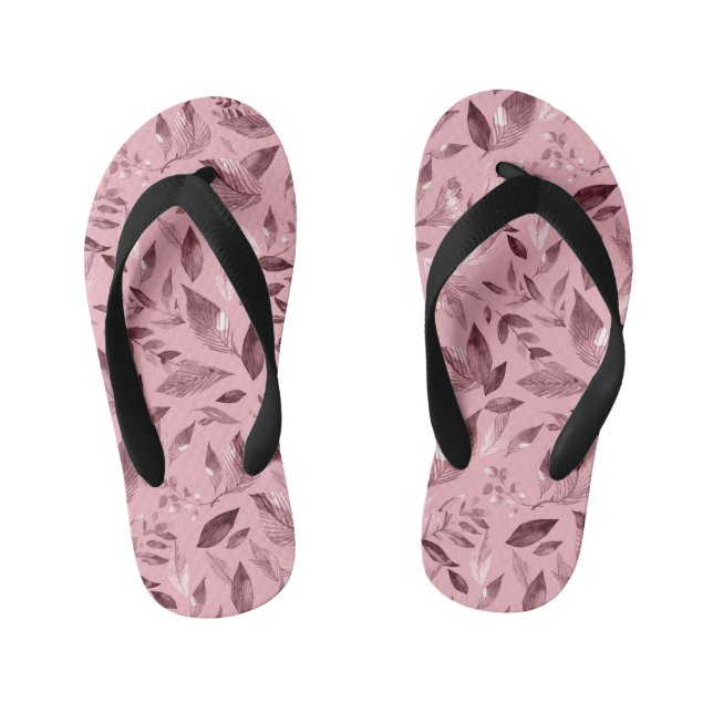 Watercolor fallen leaves 3 kid's flip flops (Footbed)