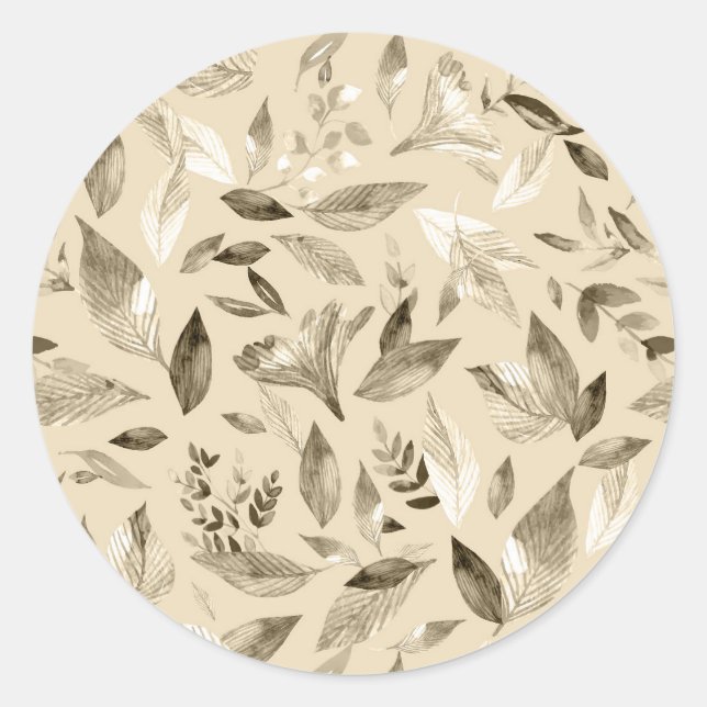Watercolor fallen leaves 4 classic round sticker (Front)