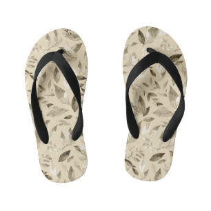 Watercolor fallen leaves 4 kid's flip flops