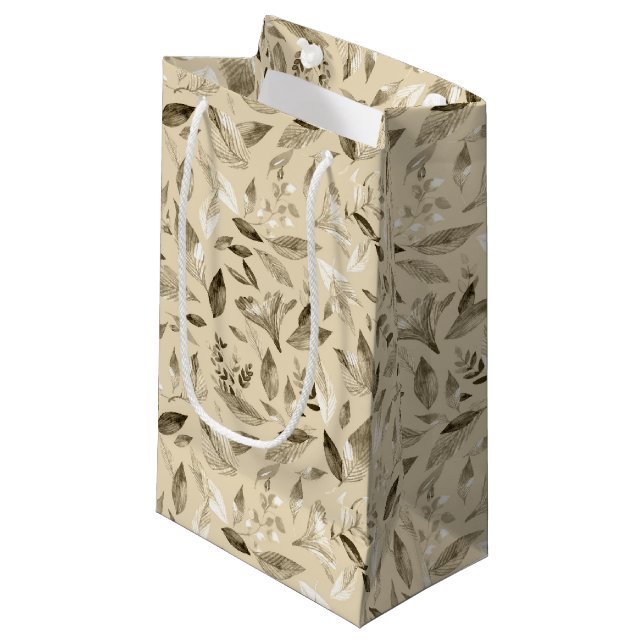 Watercolor fallen leaves 4 small gift bag (Front Angled)