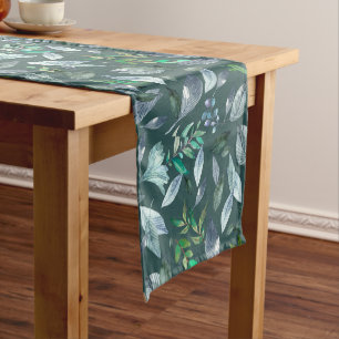Watercolor fallen leaves 5 medium table runner