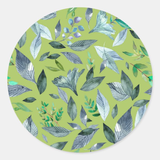 Watercolor fallen leaves 6 classic round sticker (Front)