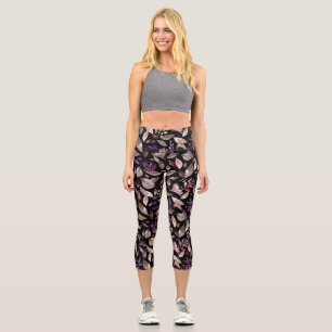 Watercolor fallen leaves capri leggings