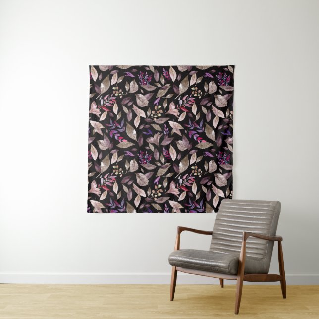 Watercolor fallen leaves tapestry (In Situ (Horizontal))