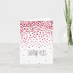 Watercolor Falling Hearts Thank You Card