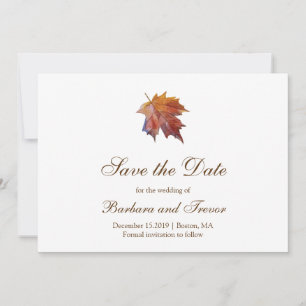 Watercolor Falling Leaf Elegant Fall Wedding Save The Date