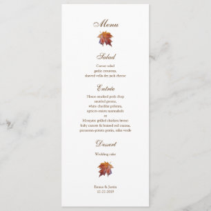 Watercolor Falling Leaf Fall Wedding Menu