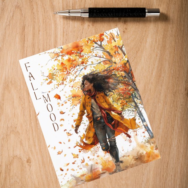 Watercolor Falling Leaves Fall Mood Postcard (Creator Uploaded)