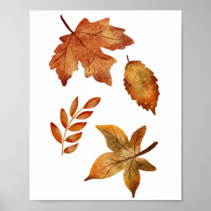 Watercolor Falling Leaves Poster