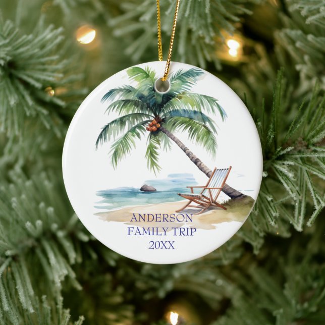 Watercolor Family Beach Trip  Ceramic Tree Decoration (Tree)