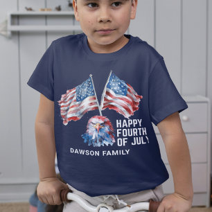 Watercolor Family Name personalised 4th of July T-Shirt