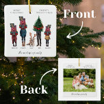 Watercolor Family One Photo Christmas Ceramic Ornament<br><div class="desc">Celebrate the joy of family and the warmth of the holiday season with our Watercolor Family One Photo Christmas Ceramic Ornament. This charming ornament captures the essence of togetherness and makes a wonderful addition to your holiday traditions. The front of the ornament portrays a heartwarming watercolor family scene. Dad carries...</div>