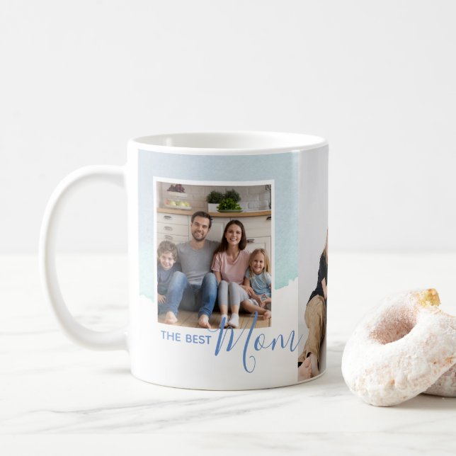 Watercolor Family Photo Collage Mother's Day Coffe Coffee Mug (With Donut)