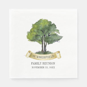 Watercolor Family Reunion Genealogy Tree Custom Napkin