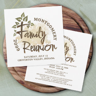 Watercolor Family Reunion Script Tree Name Invitation