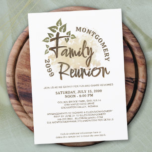 Watercolor Family Reunion Script Tree Name Invitation