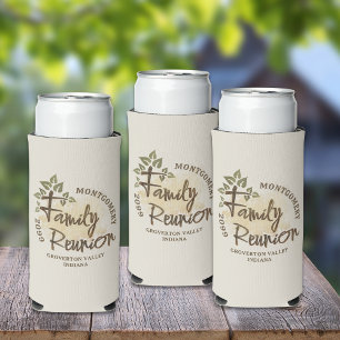 Watercolor Family Reunion Script Tree Name Year Seltzer Can Cooler