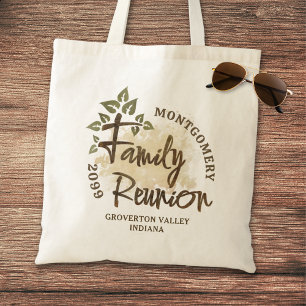 Watercolor Family Reunion Script Tree Name Year Tote Bag