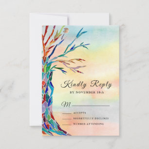 Watercolor Family Tree Baptism Christening RSVP Card