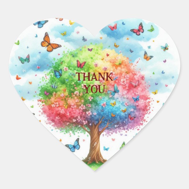 Watercolor Family Tree Family Reunion Heart Sticker (Front)