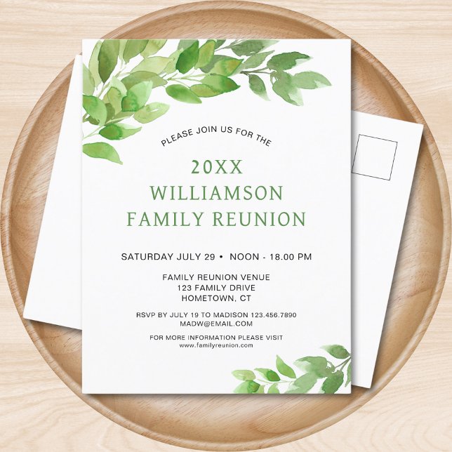 Watercolor Family Tree Family Reunion Invitation Postcard (Creator Uploaded)