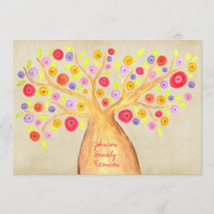 Watercolor Family Tree Reunion Party BBQ Invite