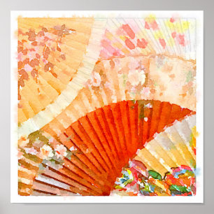 Watercolor Fans Poster