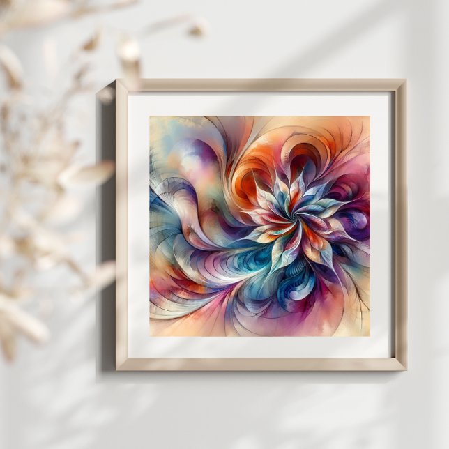 Watercolor Fantasy Abstract Modern Fractal Flower  Photo Print (Creator Uploaded)