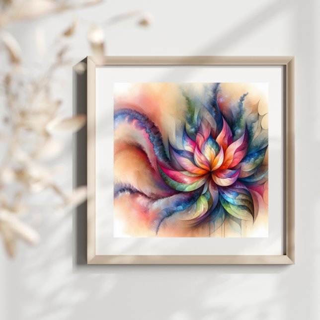 Watercolor Fantasy Abstract Modern Fractal Flower  Photo Print (Creator Uploaded)