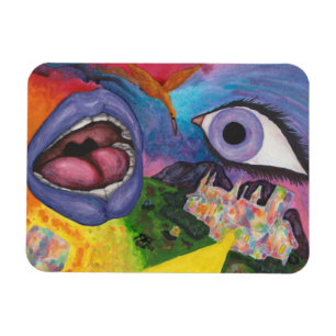 Watercolor Fantasy Dimensions Woman Opal Surreal Magnet