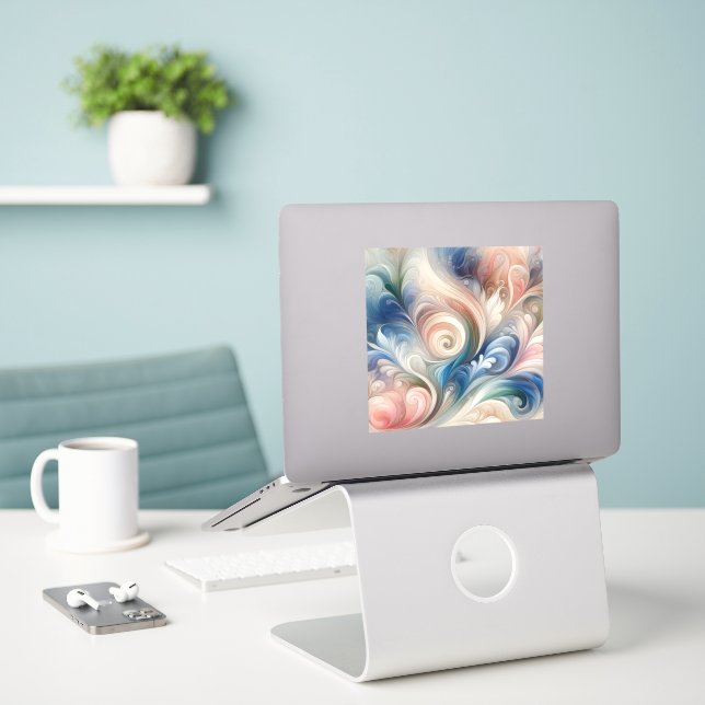 Watercolor Fantasy Floral Pastel Blue & Cream  (Laptop On Desk)