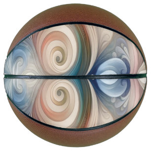 Watercolor Fantasy Floral Pastel Blue & Cream  Basketball