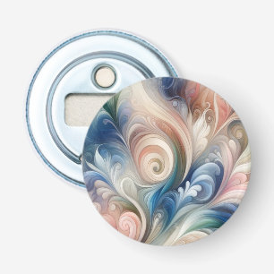 Watercolor Fantasy Floral Pastel Blue & Cream  Bottle Opener