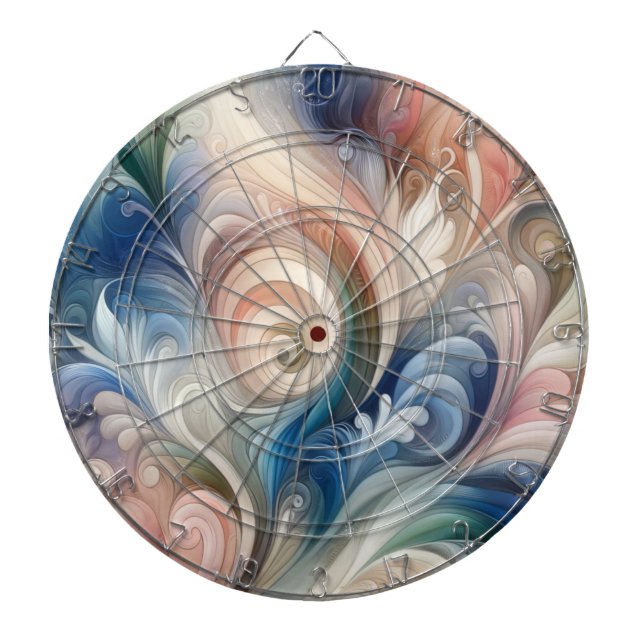 Watercolor Fantasy Floral Pastel Blue & Cream  Dartboard (Front)
