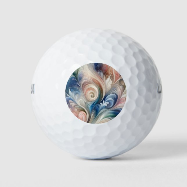 Watercolor Fantasy Floral Pastel Blue & Cream  Golf Balls (Front)