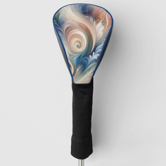Watercolor Fantasy Floral Pastel Blue & Cream  Golf Head Cover (Front)