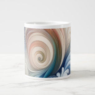 Watercolor Fantasy Floral Pastel Blue & Cream  Large Coffee Mug