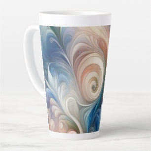 Watercolor Fantasy Floral Pastel Blue & Cream  Latte Mug