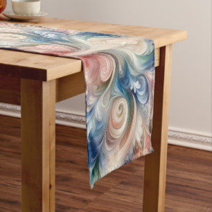 Watercolor Fantasy Floral Pastel Blue & Cream  Long Table Runner