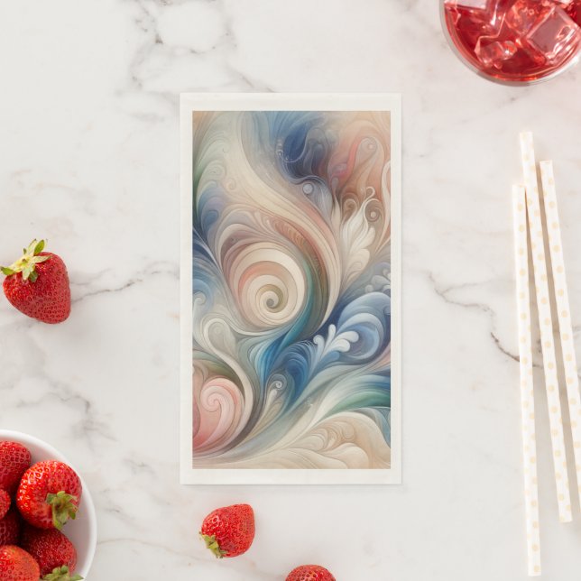 Watercolor Fantasy Floral Pastel Blue & Cream  Napkin (Insitu)