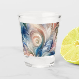 Watercolor Fantasy Floral Pastel Blue & Cream  Shot Glass